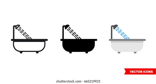 Shower icon of 3 types: color, black and white, outline. Isolated vector sign symbol.