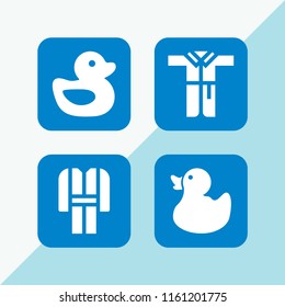 shower icon. 4 shower set with bathrobe and duck vector icons for web and mobile app