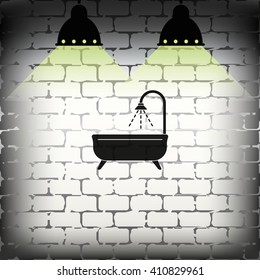 Shower icon. Bathroom illustration.