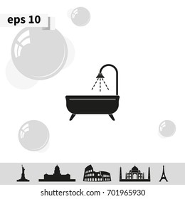 Shower icon. Bathroom illustration.