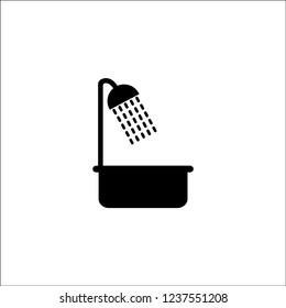The shower icon. Bathroom symbol. Flat Vector illustration, Air view of bathtub icon. Thin line vector illustration of plumbing or save water concept.