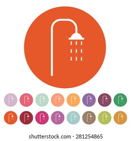 The shower icon. Bathroom symbol. Flat Vector illustration. Button Set