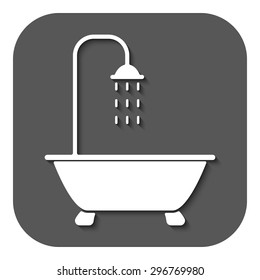 The shower icon. Bathroom symbol. Flat Vector illustration. Button
