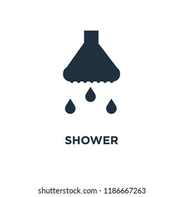 Shower icon. Black filled vector illustration. Shower symbol on white background. Can be used in web and mobile.