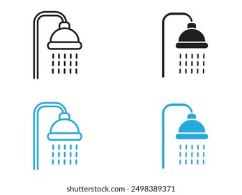 Shower icon black and white vector outline sign