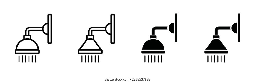 Shower icon buttons. Shower head icon button. Shower symbol in outline or line and flat style for apps and websites, vector illustration