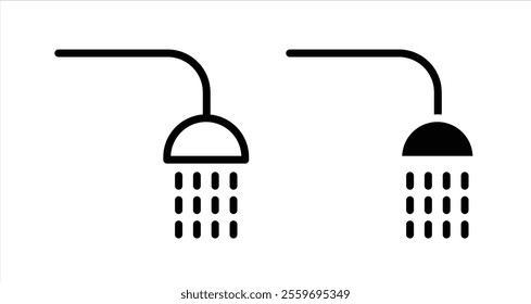 Shower Icon collection in filled and stroke style.