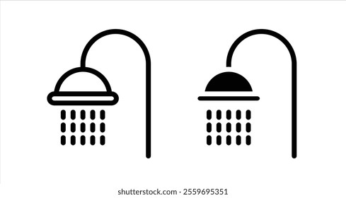 Shower Icon collection in filled and stroke style.