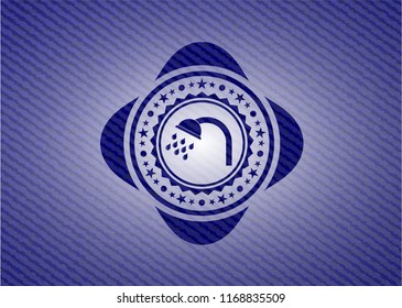 shower icon with denim texture