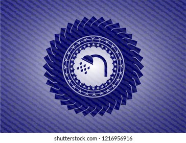 shower icon with denim texture