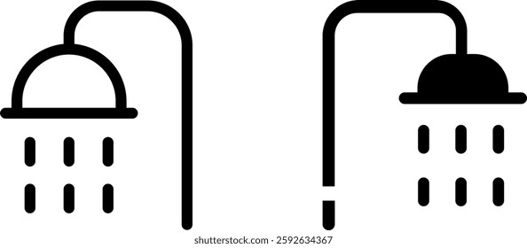 Shower Icon Design Set – Clean and Refreshing Bathroom Graphics