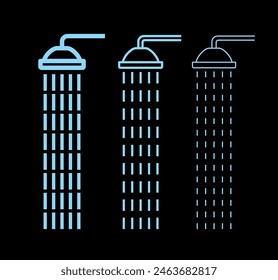 Shower icon. Designation of a shower stall on the beach. Shower head pictogram. Symbol of bathroom, watering or cleanliness. Hygiene or bathing.