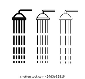 Shower icon. Designation of a shower stall on the beach. Shower head pictogram. Symbol of bathroom, watering or cleanliness. Hygiene or bathing.