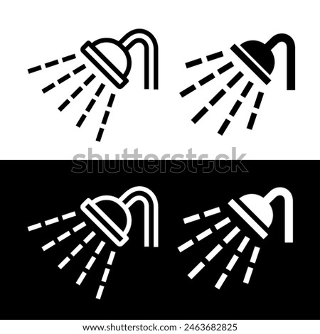 Shower icon. Designation of a shower stall on the beach. Shower head pictogram. Symbol of bathroom, watering or cleanliness. Hygiene or bathing.
