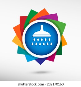 Shower icon. Douche with water drops symbol.