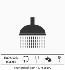 Shower icon flat. Black pictogram on white background. Vector illustration symbol and bonus button