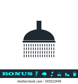 Shower icon flat. Black pictogram on white background. Vector illustration symbol and bonus button