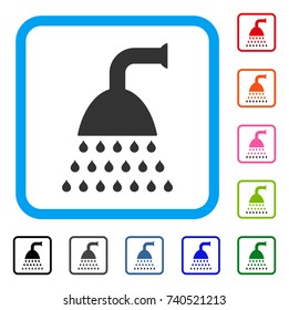 Shower icon. Flat grey pictogram symbol in a light blue rounded square. Black, gray, green, blue, red, orange color additional versions of Shower vector. Designed for web and application interfaces.