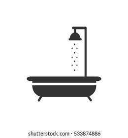 Shower icon flat. Illustration isolated on white background. Vector grey sign symbol