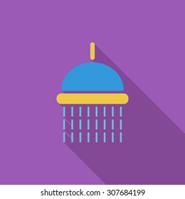 Shower icon. Flat vector related icon with long shadow for web and mobile applications. It can be used as - logo, pictogram, icon, infographic element. Vector Illustration.