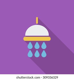 Shower icon. Flat vector related icon with long shadow for web and mobile applications. It can be used as - logo, pictogram, icon, infographic element. Vector Illustration.