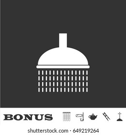 Shower icon flat. White pictogram on black background. Vector illustration symbol and bonus icons