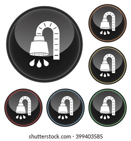 Shower Icon Glossy Button Icon Set in With Various Color Highlights