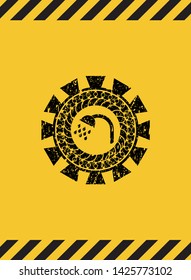 shower icon grunge black emblem with yellow background, warning sign. Vector Illustration. Detailed.