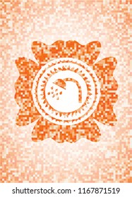 shower icon inside abstract orange mosaic emblem