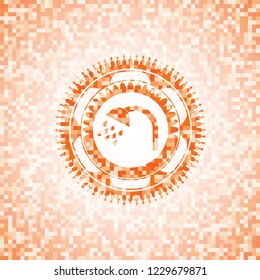 shower icon inside abstract orange mosaic emblem
