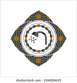 shower icon inside arabesque emblem background. arabic decoration.