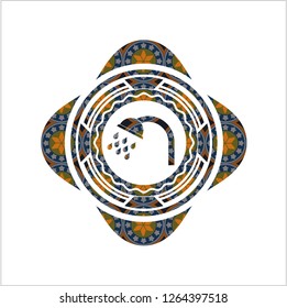 shower icon inside arabesque emblem. arabic decoration.