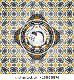shower icon inside arabesque emblem. arabic decoration.