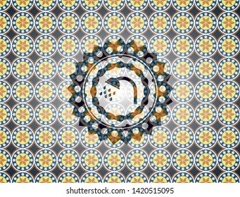 shower icon inside arabesque emblem background. arabic decoration.