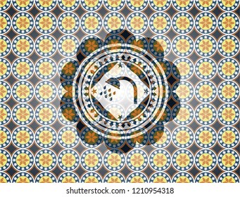 shower icon inside arabesque style emblem. arabic decoration.