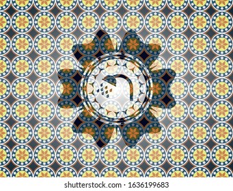 shower icon inside arabesque style badge. arabic decoration.