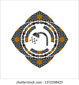 shower icon inside arabic emblem. Arabesque decoration.