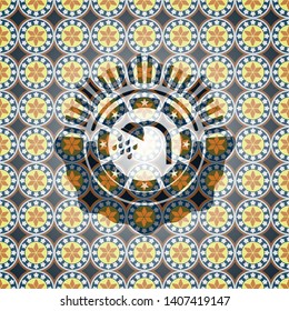 shower icon inside arabic style emblem. Arabesque decoration.