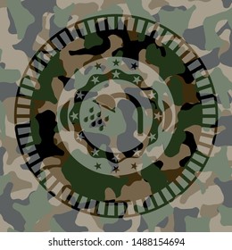 shower icon inside camouflaged emblem