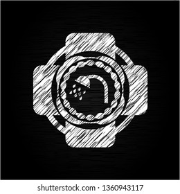 shower icon inside chalkboard emblem