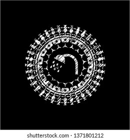 shower icon inside chalkboard emblem on black board