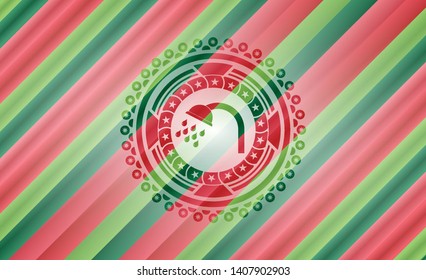 shower icon inside christmas colors emblem.