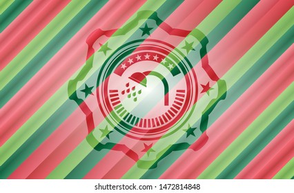 shower icon inside christmas colors style badge.