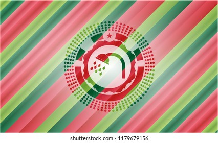 shower icon inside christmas style badge..