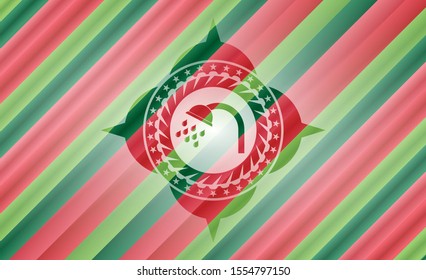 shower icon inside christmas style badge..
