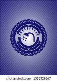 shower icon inside emblem with jean high quality background
