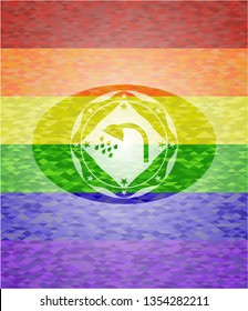 shower icon inside lgbt colors emblem 