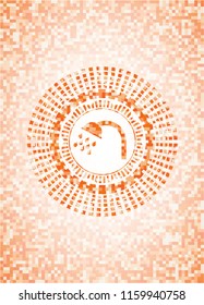shower icon inside orange mosaic emblem with background