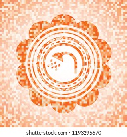 shower icon inside orange mosaic emblem with background
