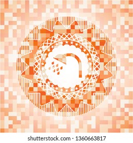 shower icon inside orange tile background illustration. Square geometric mosaic seamless pattern with emblem inside.